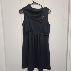 Chic Black Mini Dress with Button Detail